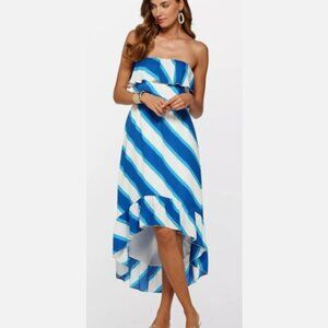 Lilly Pulitzer Blue and White Striped Midi Dress 🦄